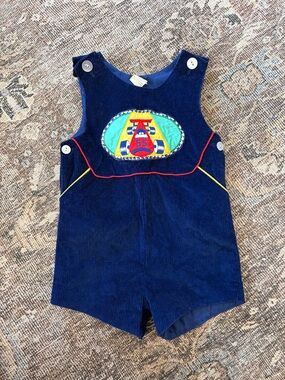 Vintage race car overall romper size 4t 100% cotton